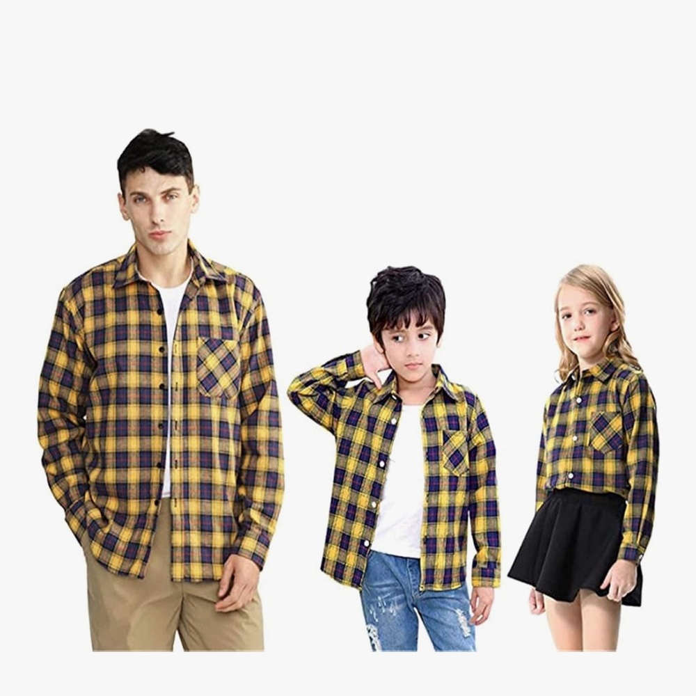 SANGTREE Boys Mens family matching  Plaid Flannel Shirt Long Sleeve Shirts